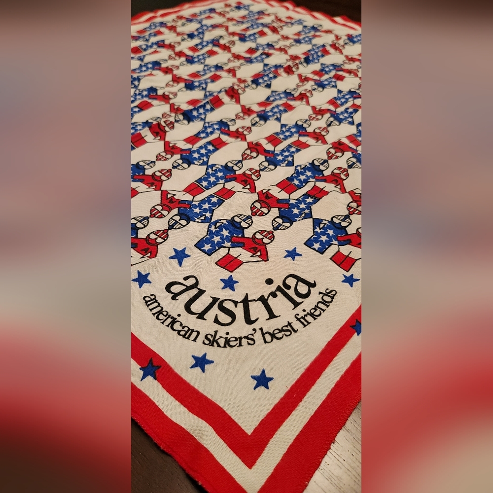 VINTAGE AUSTRIA | Skiers Best Friends | Hankerchief- Wall Art SKI 🎿 Collectors